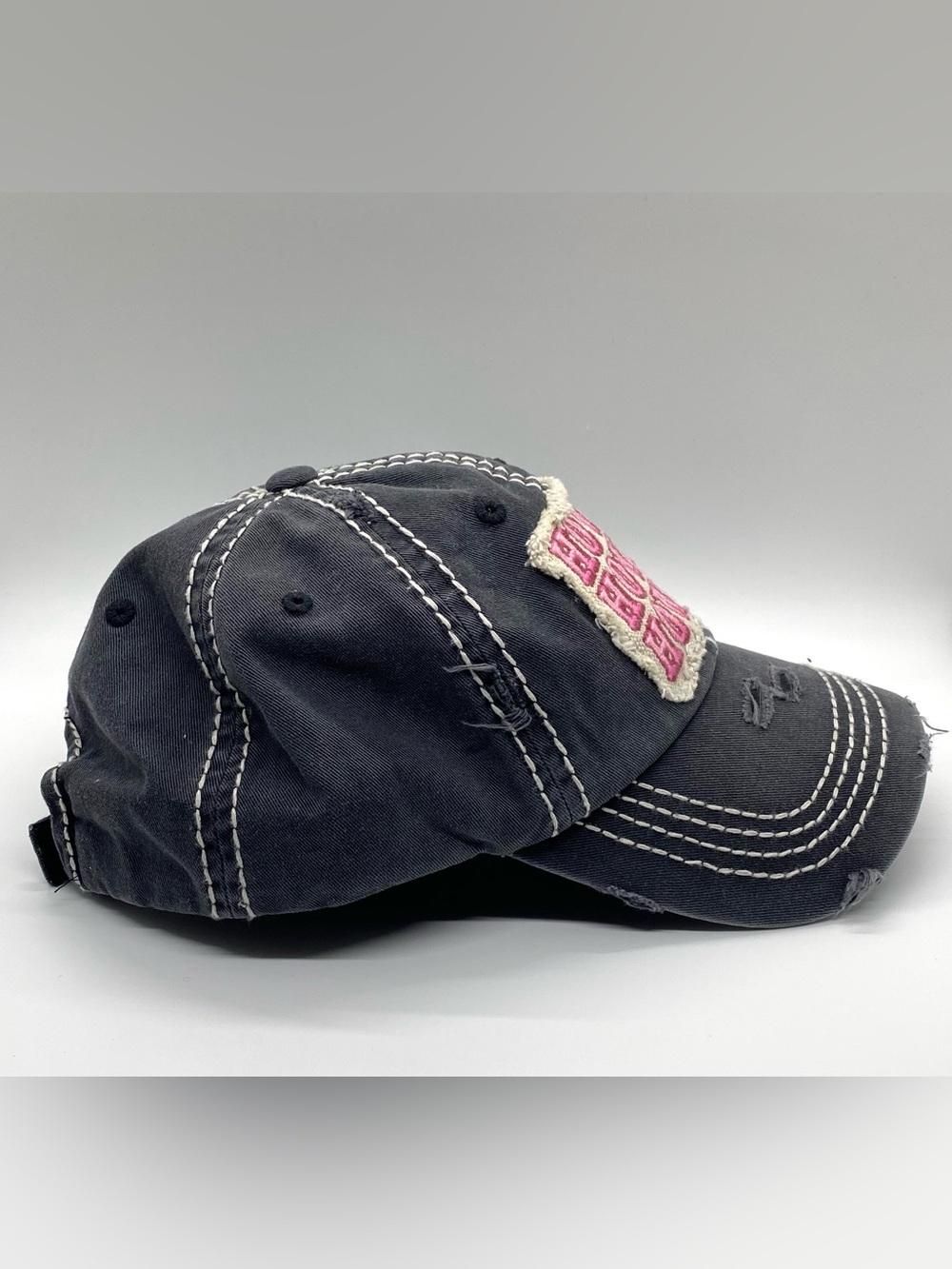 KBETHOS Vintage Women’s Charcoal Gray Pink HOWDY Baseball Hat Boho Country - Picture 3 of 13